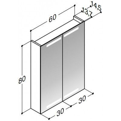 Dansani Spegelskåp 60 Belysning i Topp & Botten Ek