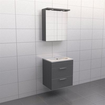 Grå högblank Källa Balans 60 cm, Spegelskåp, Nej