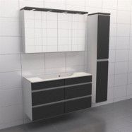 Granitgrå med aluminiumgrepp Källa Vila 120 cm center, Spegelskåp, Ja + 30 cm