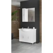 Möbelpaket Alba 100 - Vitt med spegel & spegelskåp