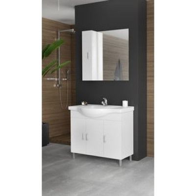 Möbelpaket Alba 100 - Vitt med spegel & spegelskåp