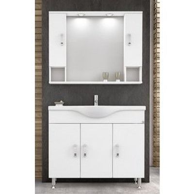 Möbelpaket Alba 100 - Vitt med spegelskåp