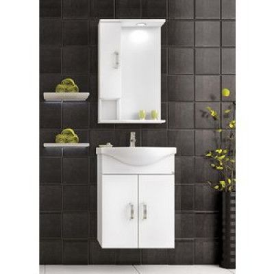 Möbelpaket Alba 55 - Vitt med spegelskåp