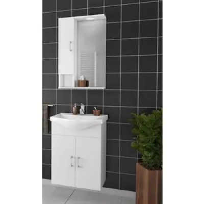 Möbelpaket Alba 55 - Vitt med spegelskåp