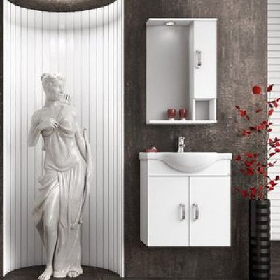 Möbelpaket Alba 65 vit med spegelskåp