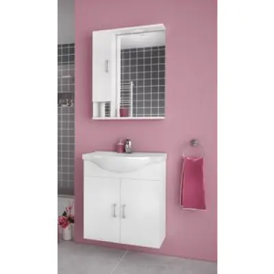 Möbelpaket Alba 65 vit med spegelskåp