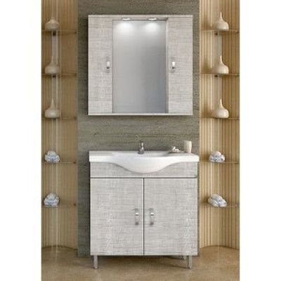 Möbelpaket Alba 80 beige med spegelskåp (2 skåp)