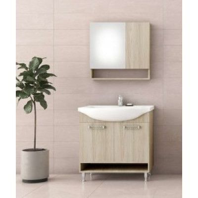 Badrumsmöbler - Wood Cut med spegelskåp