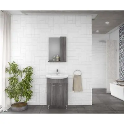 Badrumsmöbler - Mörkgrått med spegelskåp