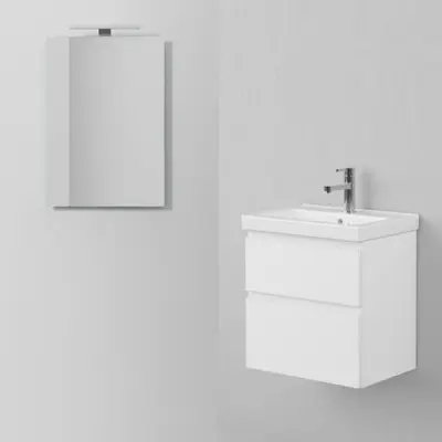 Möbelpaket INR Viskan Grip med Spegel Feel, Grepplist och Tvättställ med 2 lådor