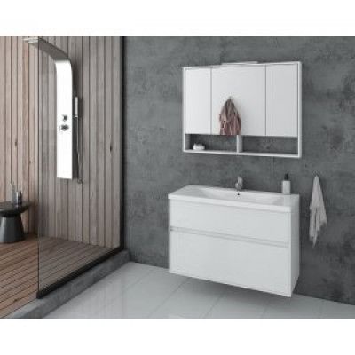 Badrumsmöbler Instinct 100 - Vitt med spegelskåp