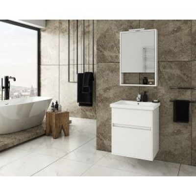 Badrumsmöbler Instinct 55 - Vitt med spegelskåp