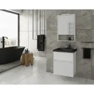 Badrumsmöbler - Vitt/Svart med spegelskåp