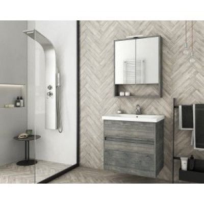 Möbelpaket Instinct 65 - Smoked Oak med spegelskåp