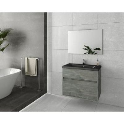 Badrumsmöbler Instinct 80 - Smoked Oak med spegel