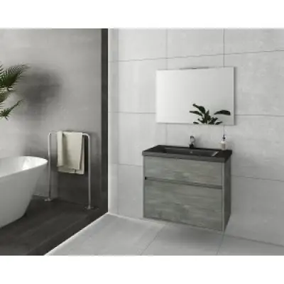 Badrumsmöbler Instinct 80 - Smoked Oak med spegel