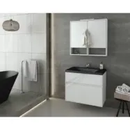 Badrumsmöbler Instinct 80 - Vitt/Svart med spegelskåp