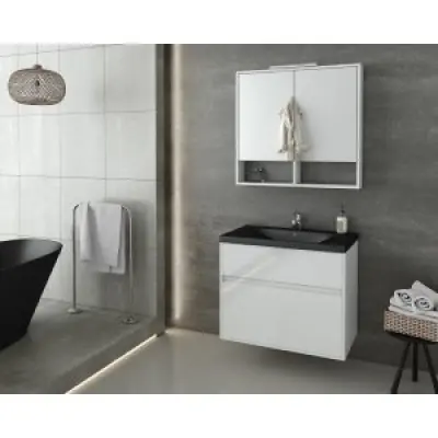 Badrumsmöbler Instinct 80 - Vitt/Svart med spegelskåp