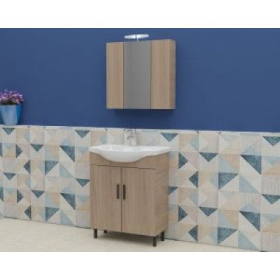 Badrumsmöbler Luna 65 - Beige med spegelskåp