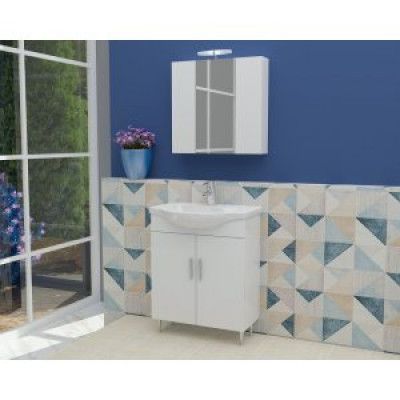 Badrumsmöbler Luna 65 - Vitt med spegelskåp