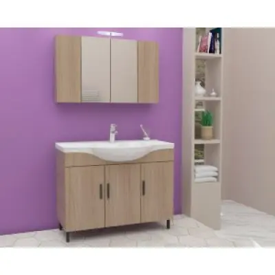 Badrumsmöbler Luna 80 - Beige med spegelskåp