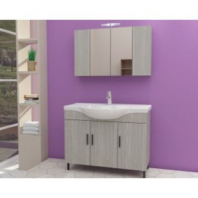 Badrumsmöbler Luna - Grå med spegelskåp