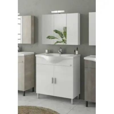 Badrumsmöbler Luna 80 - Vitt med spegelskåp