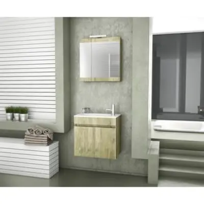 Möbelpaket Magnolia 55 - Guldfärgat med spegelskåp