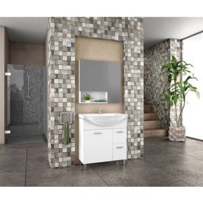 Möbelpaket Melina 75 vit med spegelskåp