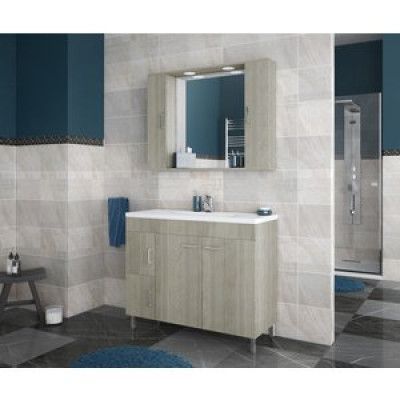 Möbelpaket Militos 100 - Brunt med spegelskåp