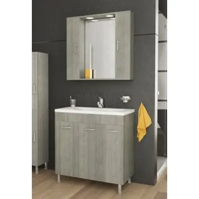 Möbelpaket Militos 80 - Brunt med spegelskåp