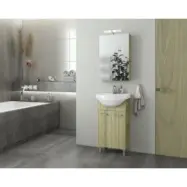 Badrumsmöbler Ritmo 45 - Natural Oak med spegelskåp