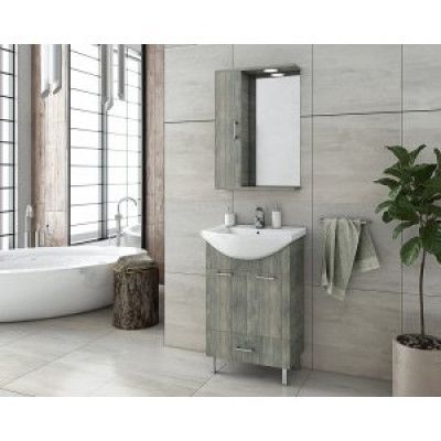 Badrumsmöbler Ritmo 55 - Smoked Oak med spegelskåp