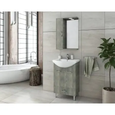 Badrumsmöbler Ritmo 55 - Smoked Oak med spegelskåp