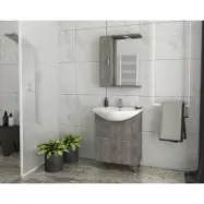 Badrumsmöbler Ritmo 65 - Smoked Oak med spegelskåp