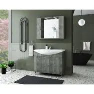 Badrumsmöbler Ritmo 95 - Smoked Oak med spegelskåp