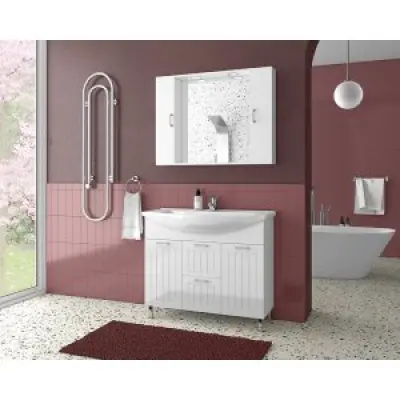 Badrumsmöbler Ritmo - Vit med spegelskåp