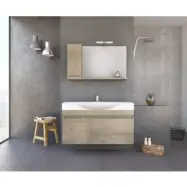 Badrumsmöbel Senso - Träfärgad med spegelskåp