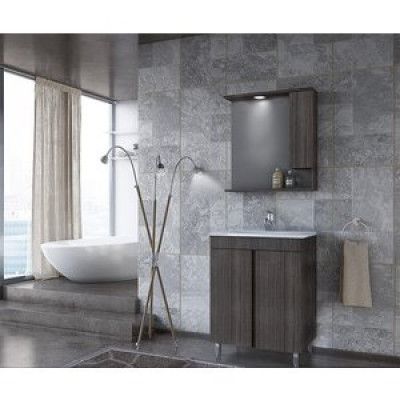 Badrumsmöbler Square - Mörk träimitation