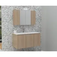 Badrumsmöbler Verona 90 - Beige med spegelskåp