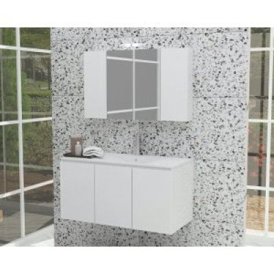 Badrumsmöbler Verona 90 - Vitt med spegelskåp