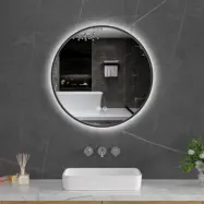 Rund badrumsspegel 60x60 | LED-belysning | Anti-fog&touch-styrning