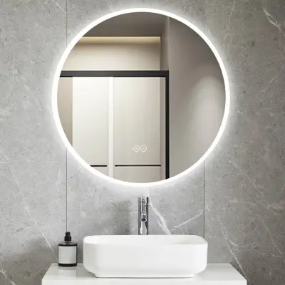 Rund badrumsspegel 80cm med LED-lyse | Anti-fog&touch-styrning