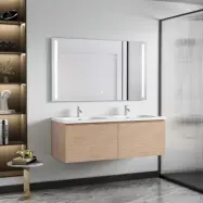 Siena Badrumskommod 120 cm  Dubbla Tvättställ | LED-spegel | Vägghängd | Mjukstängning