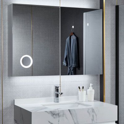 Spegelskåp med LED-belysning och förstorande spegel