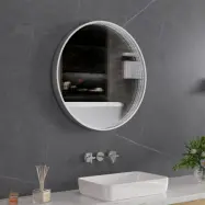 Tunnel-spegel 60 cm | Silver aluminiumram | LED-belysning med dimmer