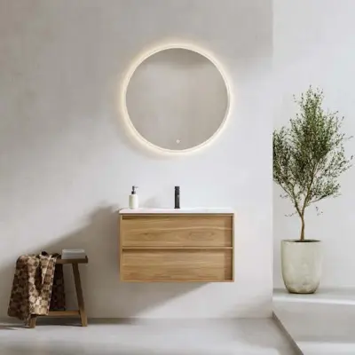 Tvättställsskåp Bathlife Charm med Tvättställ och Spegel Skina