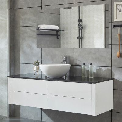 Tvättställsskåp 150cm | Komplett med handfat& badrumsspegel