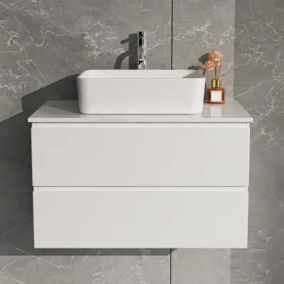 Tvättställsskåp 60cm | Med handfat | Nimbus vit