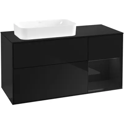 Tvättställsskåp Villeroy & Boch Finion med 3 Lådor Hylla och Bänkskiva för Ocentrerat Fristående Tvättställ